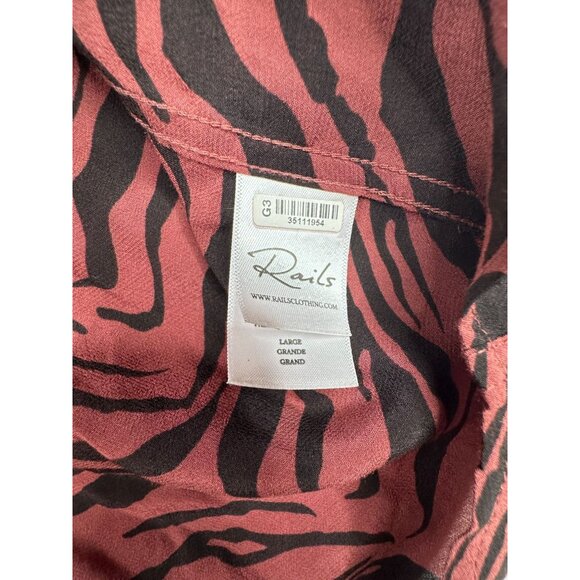 Rails Dries Rust Tiger Striped Button Down Long Sleeve Shirt size Large - Picture 3 of 7